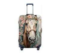 Ethebre Watercolor Floral Horse Crown Elastic Luggage Covers, Protective Suitcase Cover Dustproof Scratch Resistant Stretch Luggage Protector for Business Trip Travel, S for 18-21 in Suitcases