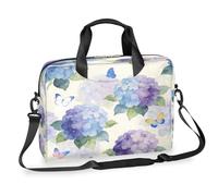 Ethebre Watercolor Hydrangea Butterfly Laptop Bag 16 Inch Laptop Computer Briefcase with Shoulder Strap Business Messenger Bag Travel Work Laptop Case with Multiple Pockets for Men Women