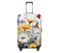 Ethebre Wildflower Daisy Sunflower Butterfly Elastic Luggage Covers, Protective Suitcase Cover Dustproof Scratch Resistant Stretch Luggage Protector for Business Trip Travel, L for 25-28 in Suitcases
