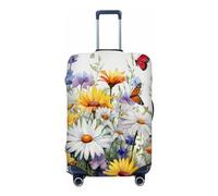 Ethebre Wildflower Daisy Sunflower Butterfly Elastic Luggage Covers, Protective Suitcase Cover Dustproof Scratch Resistant Stretch Luggage Protector for Business Trip Travel, M for 22-24 in Suitcases