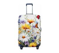 Ethebre Wildflower Daisy Sunflower Butterfly Elastic Luggage Covers, Protective Suitcase Cover Dustproof Scratch Resistant Stretch Luggage Protector for Business Trip Travel, S for 18-21 in Suitcases