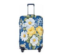 Ethebre Yellow Roses White Daisies Pattern Elastic Luggage Covers, Protective Suitcase Cover Dustproof Scratch Resistant Stretch Luggage Protector for Business Trip Travel, S for 18-21 in Suitcases