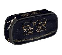 Ethebre Zodic Sign Gemini Starry Sky Pencil Case Large Capacity Pencil Pouch Oxford Fabric Pen Bag with Zipper Multi Compartment Stationery Organizer for School Office Makeup Travel Storage