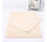 Ethel May Diem Bath Mat & Pedestal Mat 2 Piece Set Bathroom Mats Shower U-Shaped Contour Toilet Mat Plush Non-Slip Antibacterial Rubber Back Rugs (Cream, 50 x 80 cm and 50 x 40 cm)