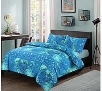Ethel May Jasmin Love Heart Flowers Floral Printed Duvet Cover Set (Teal, Super King)