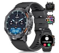 Ethelred Smart Watch for Men Answer/Make Call for Android iOS, 400mAh Military Smartwatch Heart Rate Blood Oxygen Sleep Monitor Step Counter, Waterproof Outdoor Smart Watches (Deep Black)