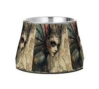 Ethereal and Edgy Fantasy Portrait Dogs Food Bowls Enhanced Stainless Steel Pets Bowl Stand for Medium Dogs Whisker Relief