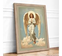 Ethereal Angel in Light Vintage Framed Wall Art Print A3 (42×29.7cm) Oak, Wall Decor for Living Room, Bedroom, Office & Home, Ready to Hang, Art Gift