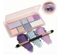Ethereal Aurora 9 Colour Eyeshadow Palette with Matte, Shimmer & Metallic Shades - Compact Travel Case with Dual Ended Brush for Daywear & Evening Glamour Makeup in Lavender, Lilac & Silver