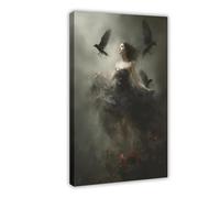 Ethereal Black Bird Poster Canvas Poster Bedroom Decor Landscape Office Room Decor Gift 20x30inch(50x75cm)