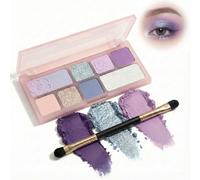 Ethereal Blue Aurora Eye Shadow Palette - 8 Matte & Shimmer Colors, Waterproof & Long-Lasting, Compact K-Beauty Set for Women