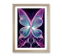 Ethereal Butterflies Abstract Framed Print | A2 Oak Framed Wall Art | Ready to Hang | Abstract Fantasy Picture | Living Room Bedroom Lounge Office