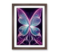 Ethereal Butterflies Abstract Framed Print | A2 Walnut Framed Wall Art | Ready to Hang | Abstract Fantasy Picture | Living Room Bedroom Lounge Office