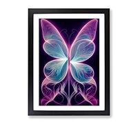 Ethereal Butterflies Abstract Framed Print | A3 Black Framed Wall Art | Ready to Hang | Abstract Fantasy Picture | Living Room Bedroom Lounge Office