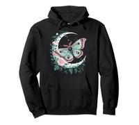 Ethereal Celestial Moth Butterfly Flowers Moon Aesthetic Pullover Hoodie