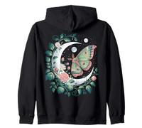 Ethereal Celestial Moth Butterfly Flowers Moon Aesthetic Zip Hoodie