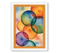 Ethereal Circles Modern Framed Wall Art Print A4 (29.7×21cm) White, Wall Decor for Living Room, Bedroom, Office & Home, Ready to Hang, Art Gift