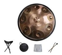 Ethereal Drum, Handpan Drum Instrument, In D Minor 9 Notes 22 Inch with Soft Hand Pan Bag, 2 Handpan Hammers, Handpan Stand, Dust Free Cloth, for Music Festivals (Gold)