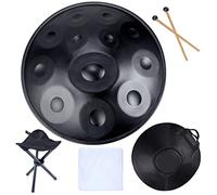 Ethereal Drum,Steel Tongue Drum,Handpan Drum Instrument In D Minor, 22 Inches Hand Pan Drums with Bag and Tripod Stand,Professional Audio Production 9 Tones,for Rehabilitation (black 12Tones)
