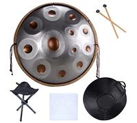 Ethereal Drum Steel Tongue Drum Metal Instrument D Minor 9 NotesHarmonic Handpan Harmonic Percussion for Sound Personal Meditation silver 12Tones