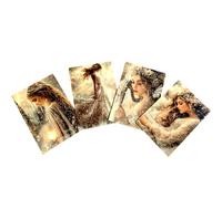Ethereal Fantasy Art Postcard Set - Glitter Elf & Moonlit Maiden Prints | 4 Pack A6 Mini Art Prints | Fairycore Wall Decor, Scrapbooking, Journaling, Gift for Fantasy Lovers (Glitter Elf 2)