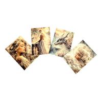Ethereal Fantasy Art Postcard Set - Glitter Elf & Moonlit Maiden Prints | 4 Pack A6 Mini Art Prints | Fairycore Wall Decor, Scrapbooking, Journaling, Gift for Fantasy Lovers (Glitter Elf 1)