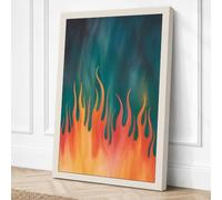 Ethereal Flames Rising Modern Canvas Wall Art Print 24x16 Inch | Cream