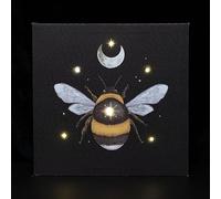 Ethereal Forest Bee Light-up Canvas Plaque | 30x30cm LED Wall Art | Mesmerizing Glow for Magical Space | Battery-operated Enchanting Nature-inspired Home Decor