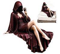 Ethereal Hooded Reader Figurine Gothic Faceless Robe Lady Figurine