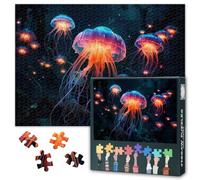 Ethereal Jellyfish Jigsaw Puzzles for Adults 1000 Piece Space Stellar Poster Deep Sea Fantasy Painting Cosmic Gallery Media Room Observatory Toy Craft Premium Board 27.5x19.7 Inch