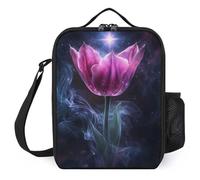 Ethereal Purple Tulips with Smoke Insulated Lunch Bag for Men Women Reusable Soft Lunchbox Portable Tote Bags for Office Work Picnic