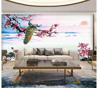 Ethereal Sunset Birds Flowers Peacocks 3D Wallpaper Easy Install Feature Office Living Room Sofa Bedroom TV Background Wall Decoration-300cm×210cm