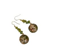 Ethereal temperament long tassel earrings, retro Hong Kong style, fresh and clean for women, spring floral traces, green wilderness fairy