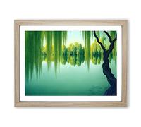 Ethereal Weeping Willow Trees H1022 Framed Print for Living Room Bedroom Home Office Décor, Wall Art Picture Ready to Hang, Oak A2 Frame (64 x 46 cm)