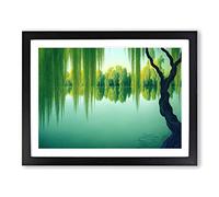 Ethereal Weeping Willow Trees H1022 Framed Print for Living Room Bedroom Home Office Décor, Wall Art Picture Ready to Hang, Black A2 Frame (64 x 46 cm)