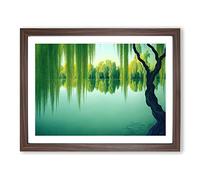 Ethereal Weeping Willow Trees H1022 Framed Print for Living Room Bedroom Home Office Décor, Wall Art Picture Ready to Hang, Walnut A3 Frame (46 x 34 cm)