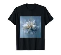 Ethereal White Blue Abstract Flower Bloom T-Shirt