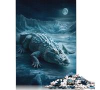 Ethereal Wilderness Guardian - Icebound Crocodile of The Moon Puzzle for Adults And Teenagers 1000 Pieces Puzzle Adult Jigsaw Puzzle for Adults Teenagers Age 12+ 38x26cm/1000pcs