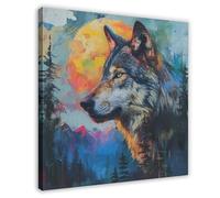 Ethereal Wolf Spirit Canvas Poster Bedroom Decor Landscape Office Room Decor Gift 12x12inch(30x30cm)