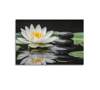 Ethereal Zen Lotus Black And White Spa Stone Canvas Poster Wall Art - Peaceful Spiritual Decor for Yoga Room, Wellness Center, Dorm And Residential Space 24x36inch(60x90cm)