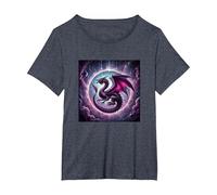 Etheric Purple Dragon T-Shirt, Women's Plus, Heather Blue, 5X
