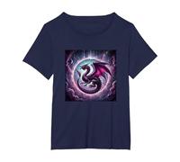 Etheric Purple Dragon T-Shirt, Women's Plus, Navy Blue, 6X