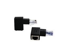 Ethernet Adapter 90 Degree,90 Degree Ethernet LAN RJ45 Male to Female,Right Angle Network Cat5 / Cat5e / Cat6 Extender Adapter，for Modem, Router, Network Printer, etc.(2-Pack) Black (Down Angle)