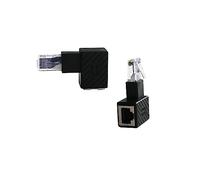 Ethernet Adapter 90 Degree,90 Degree Ethernet LAN RJ45 Male to Female,Right Angle Network Cat5 / Cat5e / Cat6 Extender Adapter，for Modem, Router, Network Printer, etc.(2-Pack) Black (Right Angle)