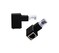 Ethernet Adapter 90 Degree,90 Degree Ethernet LAN RJ45 Male to Female,Right Angle Network Cat5 / Cat5e / Cat6 Extender Adapter，for Modem, Router, Network Printer, etc.(2-Pack) Black (Up Angle)