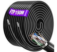 Ethernet Cable 150m Outdoor Cat 6 Cable FTP Shielded Bulk | 23AWG Gigabit Anti-jamming Flame Retardant Internet Cable Weatherproof Direct Burial Ethernet cable Black | Cat 6, CCA, RJ45 | (150 Meters)