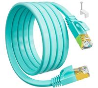 Ethernet Cable 15M, Cat 7 Flat High Speed Network Cable 15 Meter 10Gbps, FTP Shielded RJ45 Gigabit Lan Internet Cable for Router PS4/5 (15 Clips)