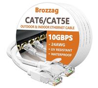 Ethernet Cable 200ft For Cat6/Cat5E, 10Gbps Compatible with Cat8/Cat7, 24AWG Network Cable Indoor&Outdoor, Direct Burial Waterproof&UV Resistant, High Speed Snagless RJ45 LAN Cord -PC/Router, White