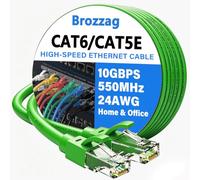 Ethernet Cable 30ft for Cat6/Cat5E, 24AWG 10Gbps High Speed Snagless Patch Cord, Compatible with Cat8/Cat7, Network Cable PoE Support, Standard RJ45 Connector for PC/Server/Router/Modem/TV/PS5, Green