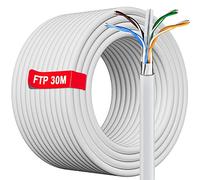 Ethernet Cable 30m Cat 6 Outdoor Indoor Shielded, Long Ethernet Internet Cable 30m High Speed Bulk - 23AWG Gigabit Cable - CCA, FTP Anti-jamming, Waterproof Network LAN Cable for Router-White 30 Meter
